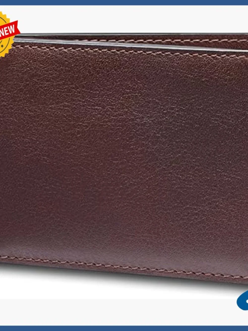 Slim Full Grain Leather Bifold Wallet with 6 Card Slots